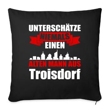 Unterschätze Niemals Einen Alten Mann Aus Troisdor - Sofakissenbezug 45 x 45 cm - Schwarz - Vorne