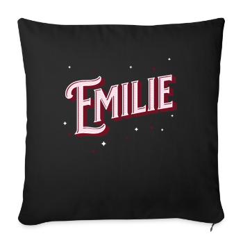 Nom Emilie personnalisé - Housse de coussin décorative 45 x 45 cm - noir - Devant