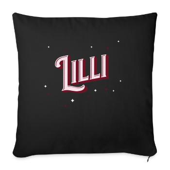 Nom Lilli personnalisé - Housse de coussin décorative 45 x 45 cm - noir - Devant