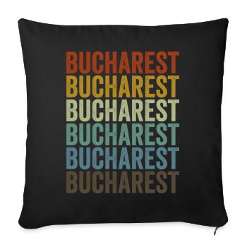 Bucarest Roumanie Retro Vintage - Housse de coussin décorative 45 x 45 cm - noir - Devant