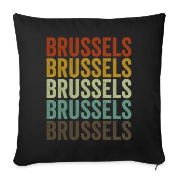 Bruxelles Belgique Retro Vintage - Housse de coussin décorative 45 x 45 cm - noir - Devant