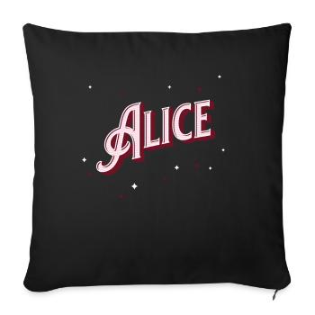 Nom d’Alice personnalisé - Housse de coussin décorative 45 x 45 cm - noir - Devant