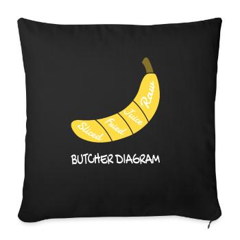 Butcher Diagram Banana Fruit Fruit - Sofa pillowcase 17,3'' x 17,3'' (45 x 45 cm) - black - Front