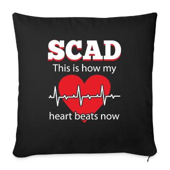 Scad Mon cœur bat maintenant Heartbeat Crise cardiaque - Housse de coussin décorative 45 x 45 cm - noir - Devant