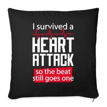 Survived Heart Attack Beat Still Goes One - Sofa pillowcase 17,3'' x 17,3'' (45 x 45 cm) - black - Front