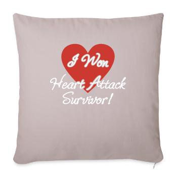 I Won Heart Attack Survivor Herzinfarkt Überlebt - Sofakissenbezug 45 x 45 cm - helles Taupe - Vorne