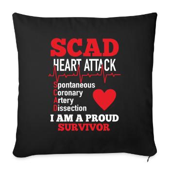 Scad Heart Attack Proud Survivor Chirurgie cardiaque - Housse de coussin décorative 45 x 45 cm - noir - Devant