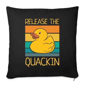 Libérez le Quackin Rubber Duck Yellow Retro Ducky - Housse de coussin décorative 45 x 45 cm - noir - Devant