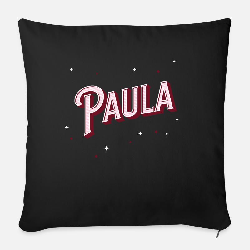 Nom Paula personnalisé - Housse de coussin décorative 45 x 45 cm - noir
