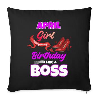Cadeau d’anniversaire d’avril - Housse de coussin décorative 45 x 45 cm - noir - Devant