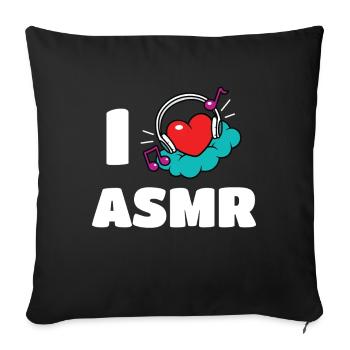 I Love ASMR Herz Kopfhörer - Sofakissenbezug 45 x 45 cm - Schwarz - Vorne