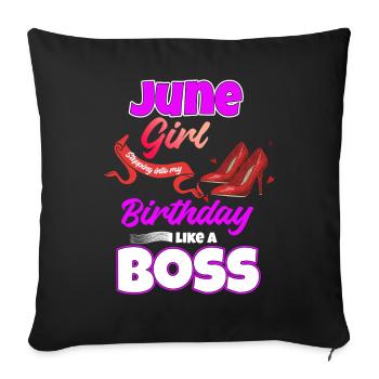 June Birthday Funny Gift - Sofa pillowcase 17,3'' x 17,3'' (45 x 45 cm) - black - Front
