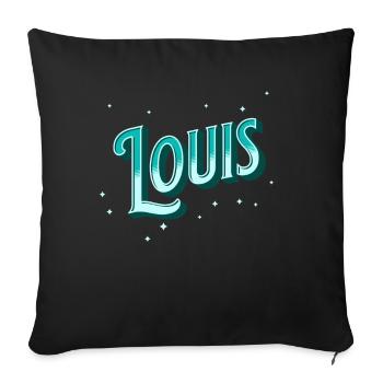Nom Louis personnalisé - Housse de coussin décorative 45 x 45 cm - noir - Devant