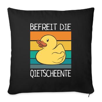 Befreit Die Quietscheente Vintage Gummienten - Sofakissenbezug 45 x 45 cm - Schwarz - Vorne