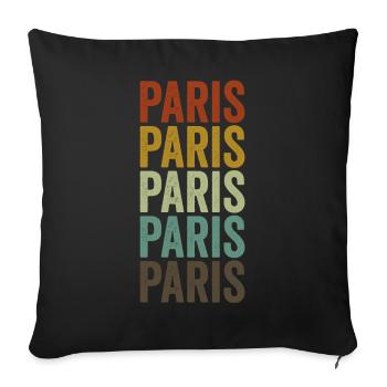 Paris France Rétro Vintage - Housse de coussin décorative 45 x 45 cm - noir - Devant
