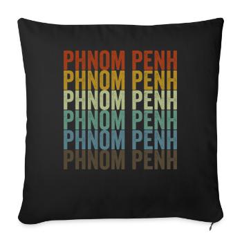 Phnom Penh Cambodge Rétro Vintage - Housse de coussin décorative 45 x 45 cm - noir - Devant