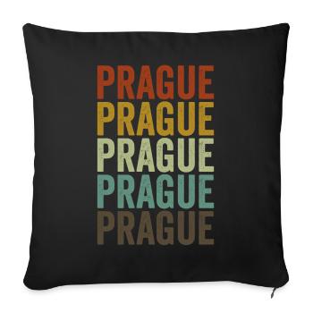 Prague Czech Republic Retro Vintage - Sofa pillowcase 17,3'' x 17,3'' (45 x 45 cm) - black - Front