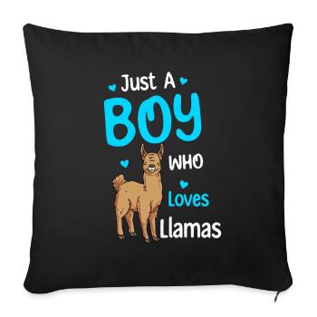 Nur Ein Junge, Der Lamas Liebt - Sofakissenbezug 45 x 45 cm - Schwarz - Vorne