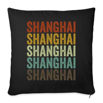 Shanghai China Retro Vintage - Sofakissenbezug 45 x 45 cm - Schwarz - Vorne