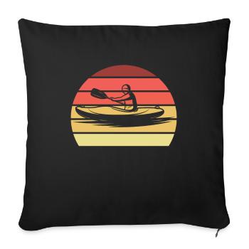 Kayak Rétro Canoë - Housse de coussin décorative 45 x 45 cm - noir - Devant