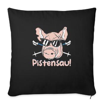Skifahrer Pistensau Ski - Sofakissenbezug 45 x 45 cm - Schwarz - Vorne