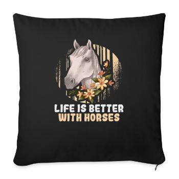 Design équestre et équestre pour les amoureux des chevaux - Housse de coussin décorative 45 x 45 cm - noir - Devant