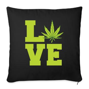 J’adore le cannabis biologique - Housse de coussin décorative 45 x 45 cm - noir - Devant