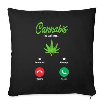 Cannabis Rauchen - Sofakissenbezug 45 x 45 cm - Schwarz - Vorne