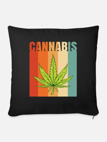 Cannabisblatt - Sofakissenbezug 45 x 45 cm - Schwarz