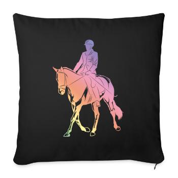 Horse Riding Silhouette - Sofa pillowcase 17,3'' x 17,3'' (45 x 45 cm) - black - Front