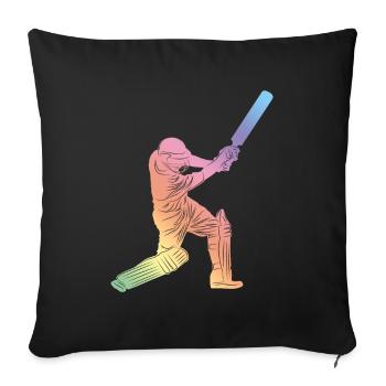 Cricket Sport Silhouette - Sofa pillowcase 17,3'' x 17,3'' (45 x 45 cm) - black - Front