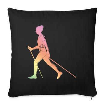 Silhouette de marche nordique - Housse de coussin décorative 45 x 45 cm - noir - Devant