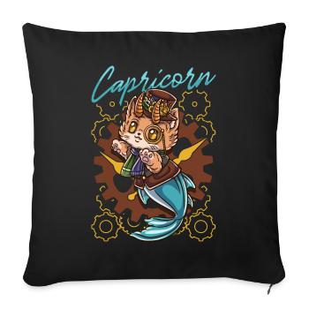 Steampunk-katze-steinbock-tierkreis - Sofakissenbezug 45 x 45 cm - Schwarz - Vorne