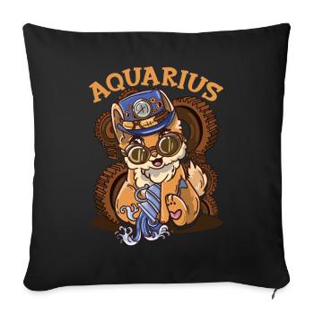 Signe du zodiaque Verseau Astrologie Chat - Housse de coussin décorative 45 x 45 cm - noir - Devant