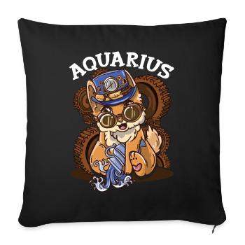 Signe du zodiaque Verseau Astrologie Chat - Housse de coussin décorative 45 x 45 cm - noir - Devant