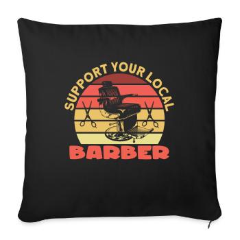 Soutenez votre barbier local Barbier Bart - Housse de coussin décorative 45 x 45 cm - noir - Devant