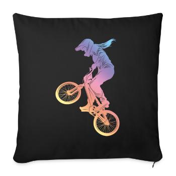 Motocross Woman Silhouette - Sofa pillowcase 17,3'' x 17,3'' (45 x 45 cm) - black - Front
