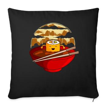 Kawaii Sushi Ramen Japanese - Sofa pillowcase 17,3'' x 17,3'' (45 x 45 cm) - black - Front