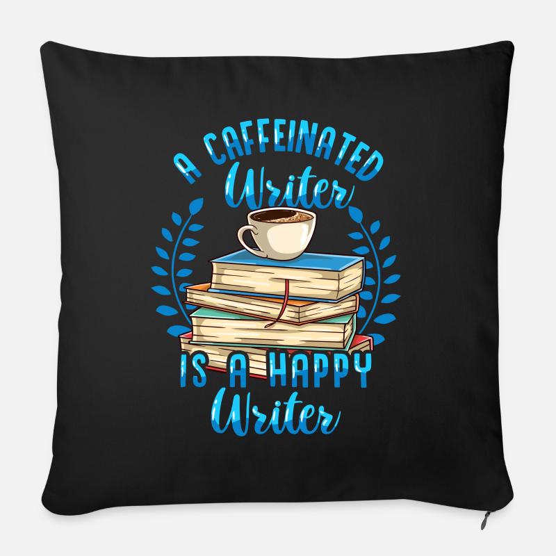 A Caffeinated Writer Coffee - Sofa pillowcase 17,3'' x 17,3'' (45 x 45 cm) - black