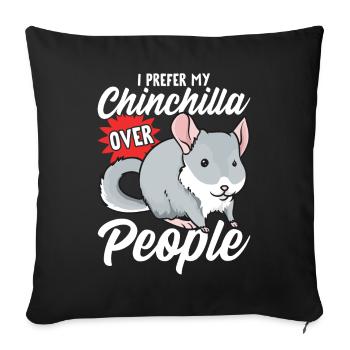 Chinchilla À propos des gens - Housse de coussin décorative 45 x 45 cm - noir - Devant