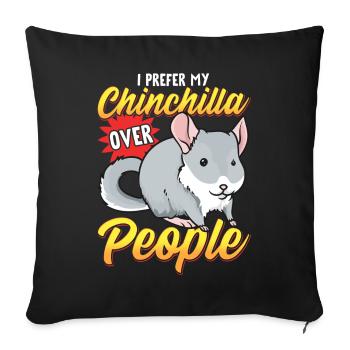 Chinchilla À propos des gens - Housse de coussin décorative 45 x 45 cm - noir - Devant