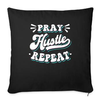 Priez Hustle Christ Jésus Entrepreneur - Housse de coussin décorative 45 x 45 cm - noir - Devant
