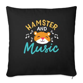 Hamster And Music Funny Rodent - Sofa pillowcase 17,3'' x 17,3'' (45 x 45 cm) - black - Front