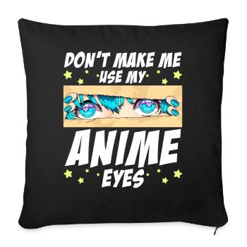 Anime Eyes Kawaii Manga Anime Fans - Housse de coussin décorative 45 x 45 cm - noir - Devant