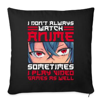 Anime Gamer Jeux vidéo Jeux de hasard Manga - Housse de coussin décorative 45 x 45 cm - noir - Devant