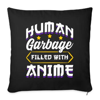 Funny Anime Manga Design Human Garbage - Sofa pillowcase 17,3'' x 17,3'' (45 x 45 cm) - black - Front