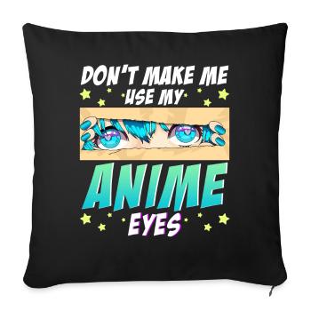 Anime Eyes Kawaii Manga Anime Fans - Housse de coussin décorative 45 x 45 cm - noir - Devant