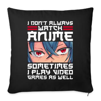 Anime Gamer Jeux vidéo Jeux de hasard Manga - Housse de coussin décorative 45 x 45 cm - noir - Devant