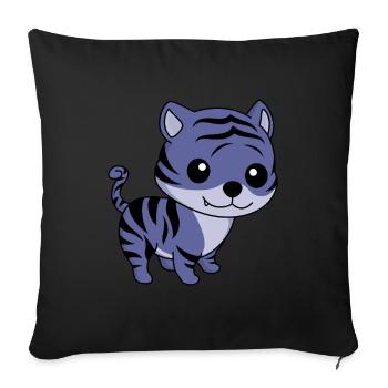 Tigre Bande Dessinée Animal - Housse de coussin décorative 45 x 45 cm - noir - Devant