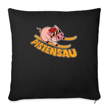 Skifahrer Pistensau Ski - Sofakissenbezug 45 x 45 cm - Schwarz - Vorne